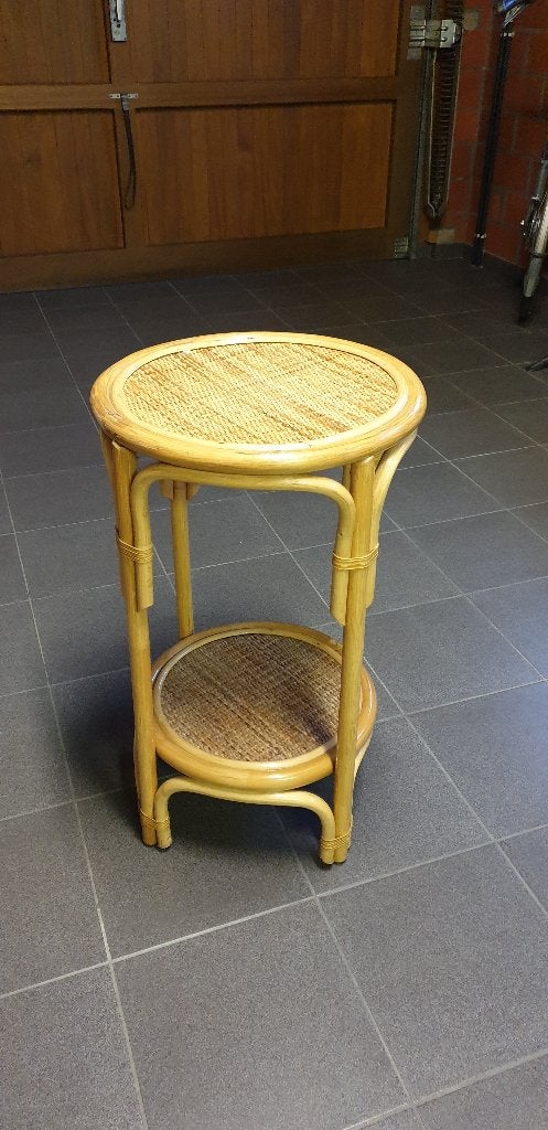 Bamboe bijzettafeltje, Enlèvement, Comme neuf, Rond, Bois