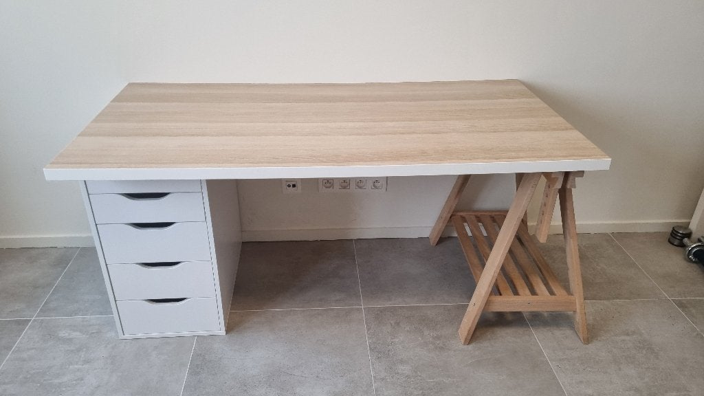 Bureau modulable IKEA  75 x 150 cm avec caisson ALEX, Scandinave, 150 cm, Enlèvement, Utilisé