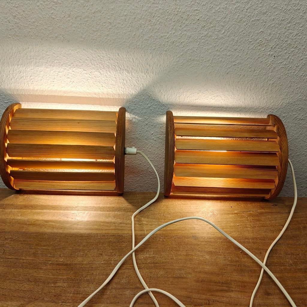 Ensemble de 2 superbes appliques murales vintage IKEA en boi, Enlèvement ou Envoi, Bois