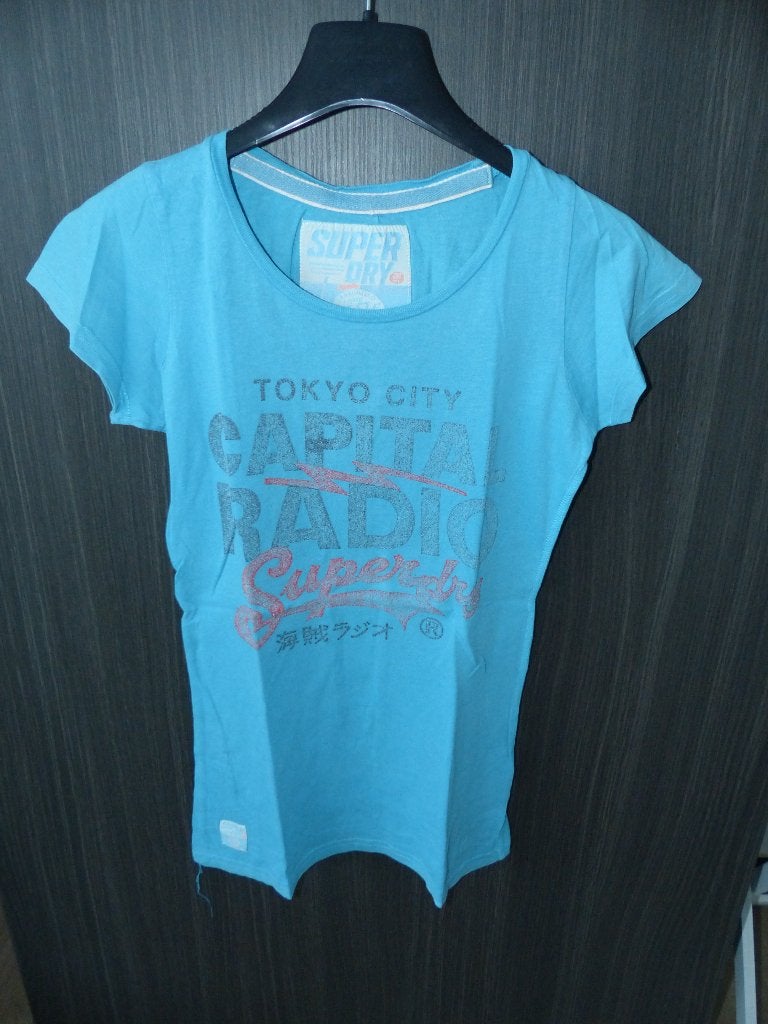 Chemise bleue à manches courtes Superdry - taille XS, Manches courtes, Enlèvement ou Envoi, Superdry, Comme neuf