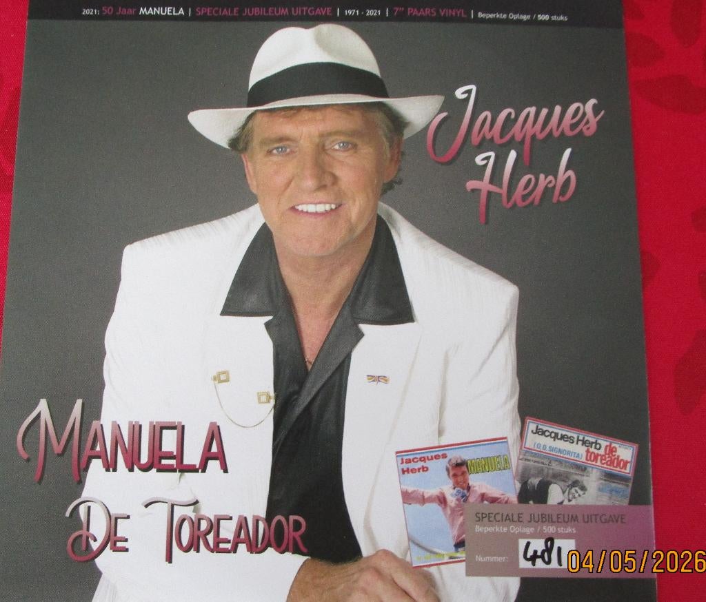 Single Jacques Herb : Manuela / De Toreador, Cd's en Dvd's, Vinyl Singles, 7 inch, Single, 2020 tot heden, Ophalen of Verzenden