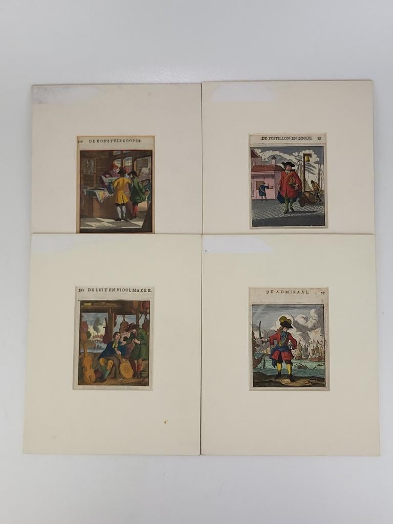 Handgekleurde Gravures – Hollandse Ambachten & Beroepen, Antiek en Kunst, Kunst | Etsen en Gravures, Ophalen of Verzenden