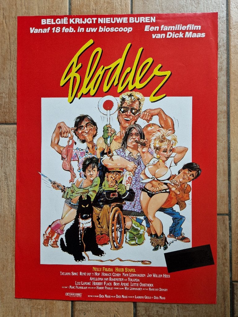 filmaffiche Flodder 1986 Dick Maas filmposter, Rechthoekig Staand, Ophalen of Verzenden, Zo goed als nieuw, A1 t/m A3