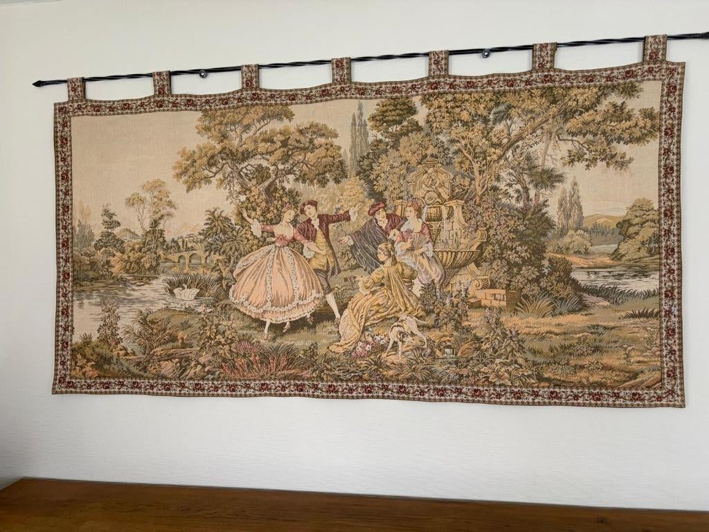Decoratief wandtapijt in Aubusson-stijl – pastorale scène, Antiek en Kunst, Ophalen