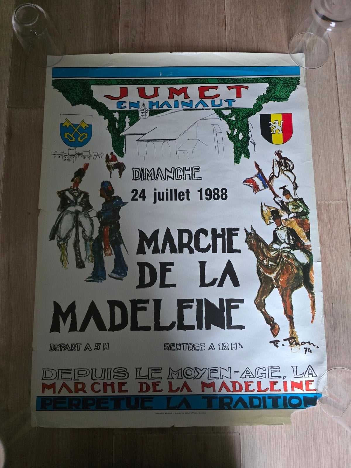 Affiche vintage Marche de la Madeleine Jumet 1988 – 50 x 68, Collections, Enlèvement ou Envoi