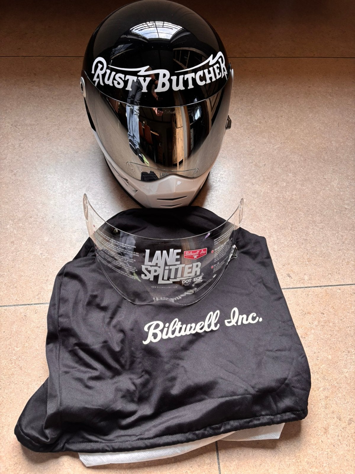 Biltwell Lane splitter Rusty Butcher Helm, Seconde main, Enlèvement ou Envoi, Casque intégral, Hommes
