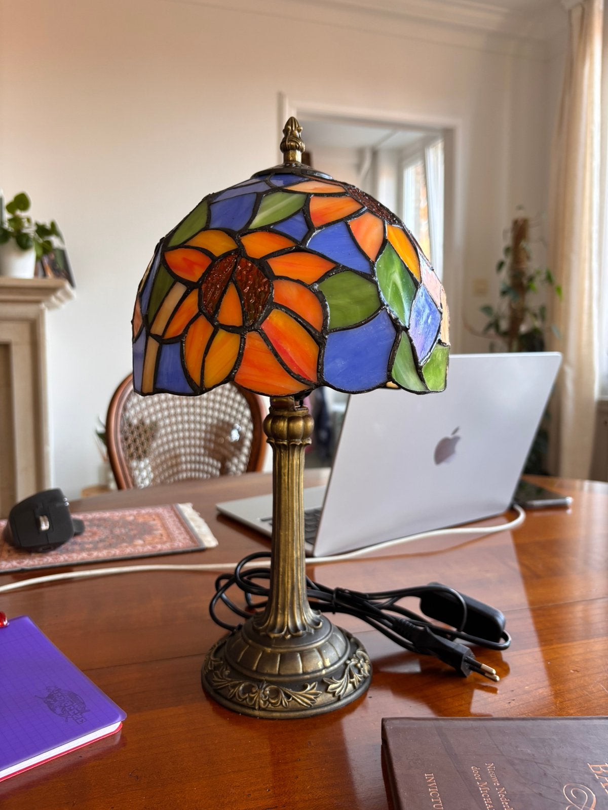 Mooie tiffany lamp in glas en lood, Ophalen of Verzenden, Zo goed als nieuw, Glas, Tiffany lamp