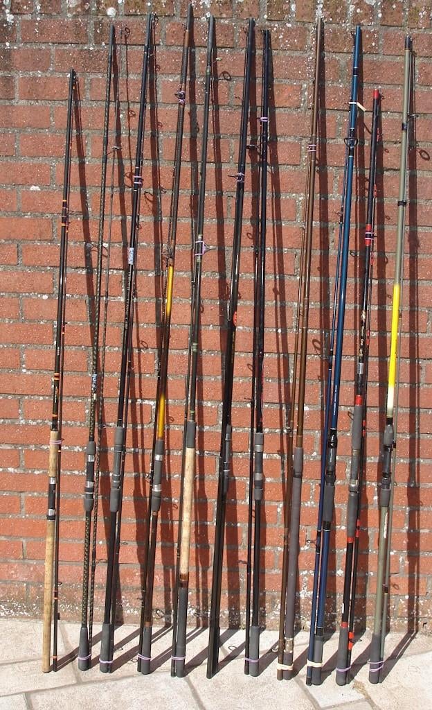 11 oudere hengels van 11ft en 12ft ( karper en ander ), Enlèvement, Utilisé, Canne à lancer