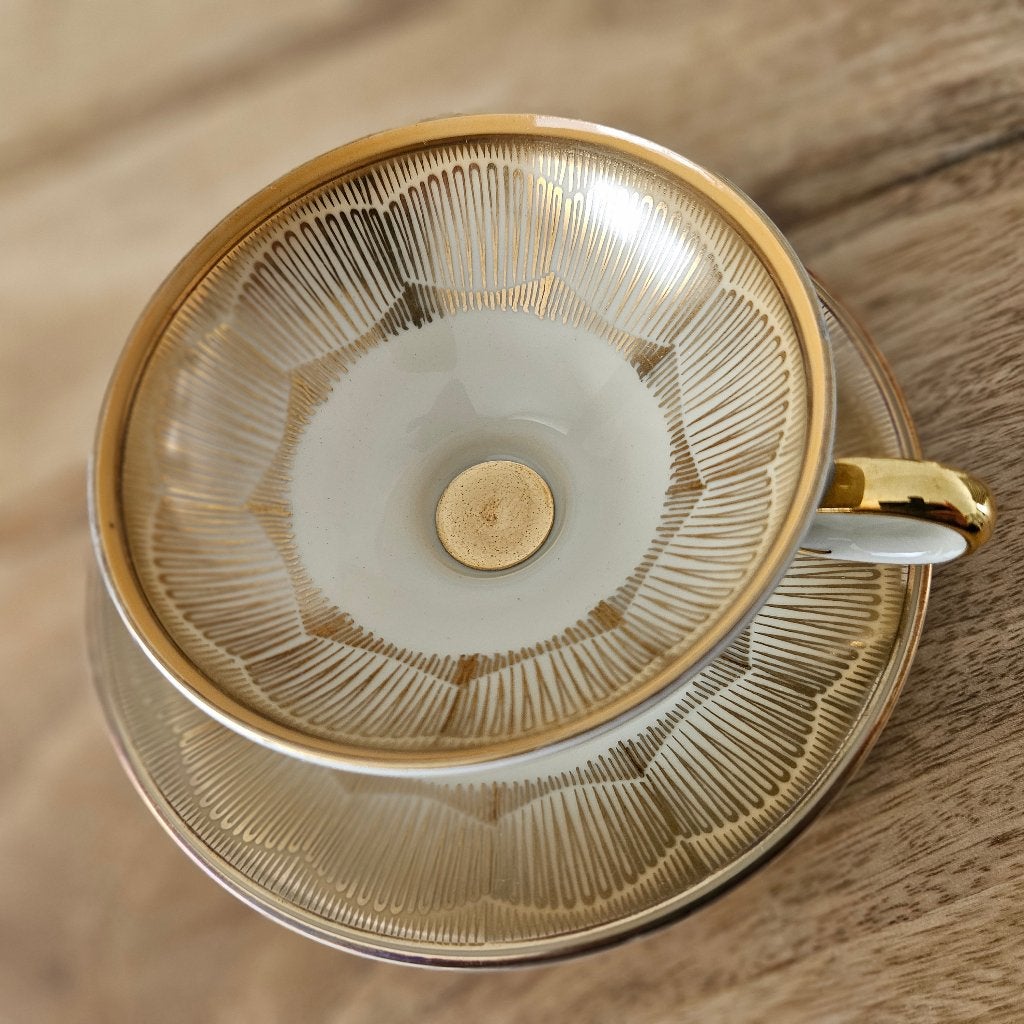 porseleinen koffieservies, gouden rand, Mitterteich Bavaria, Antiek en Kunst, Ophalen of Verzenden