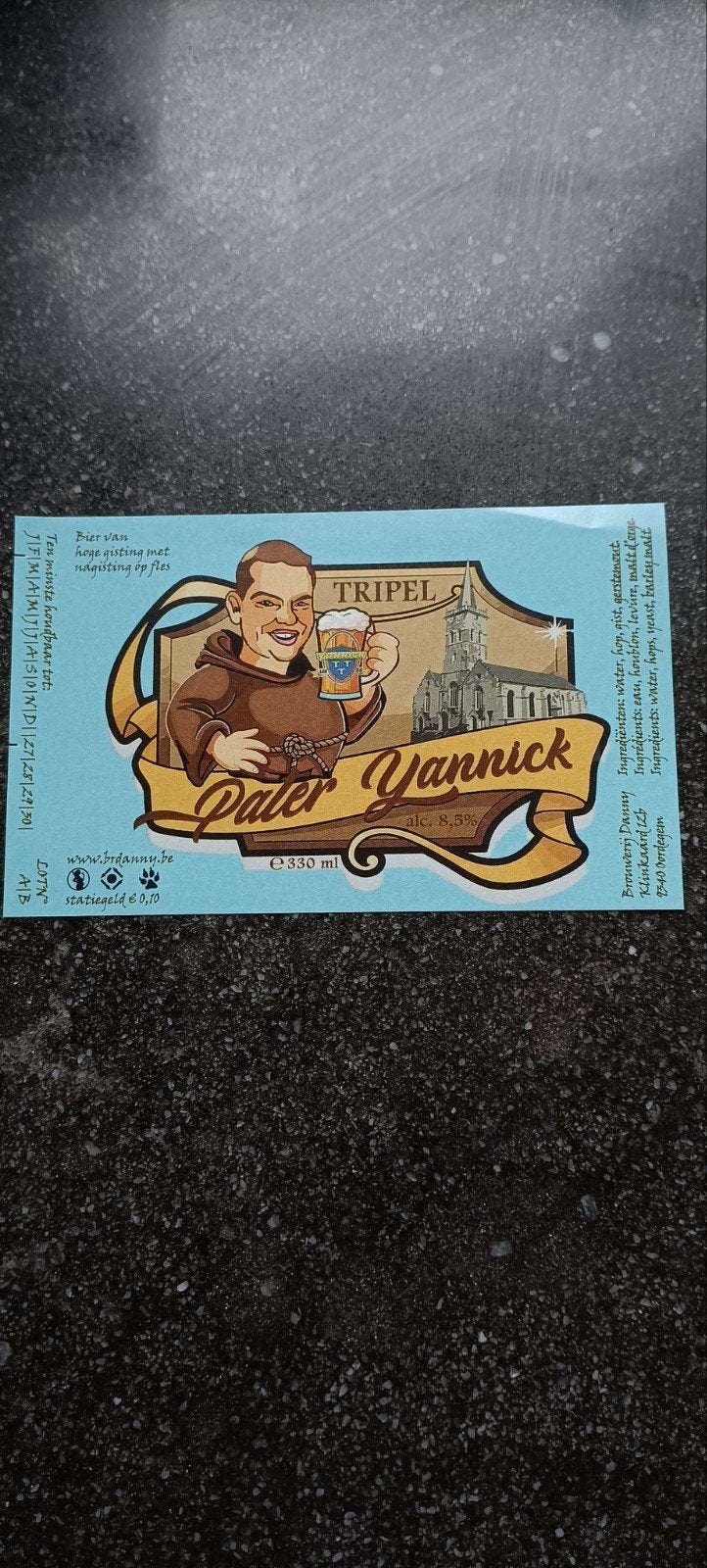 bieretiket tripel Yannick br Danny oordegem, Ophalen of Verzenden