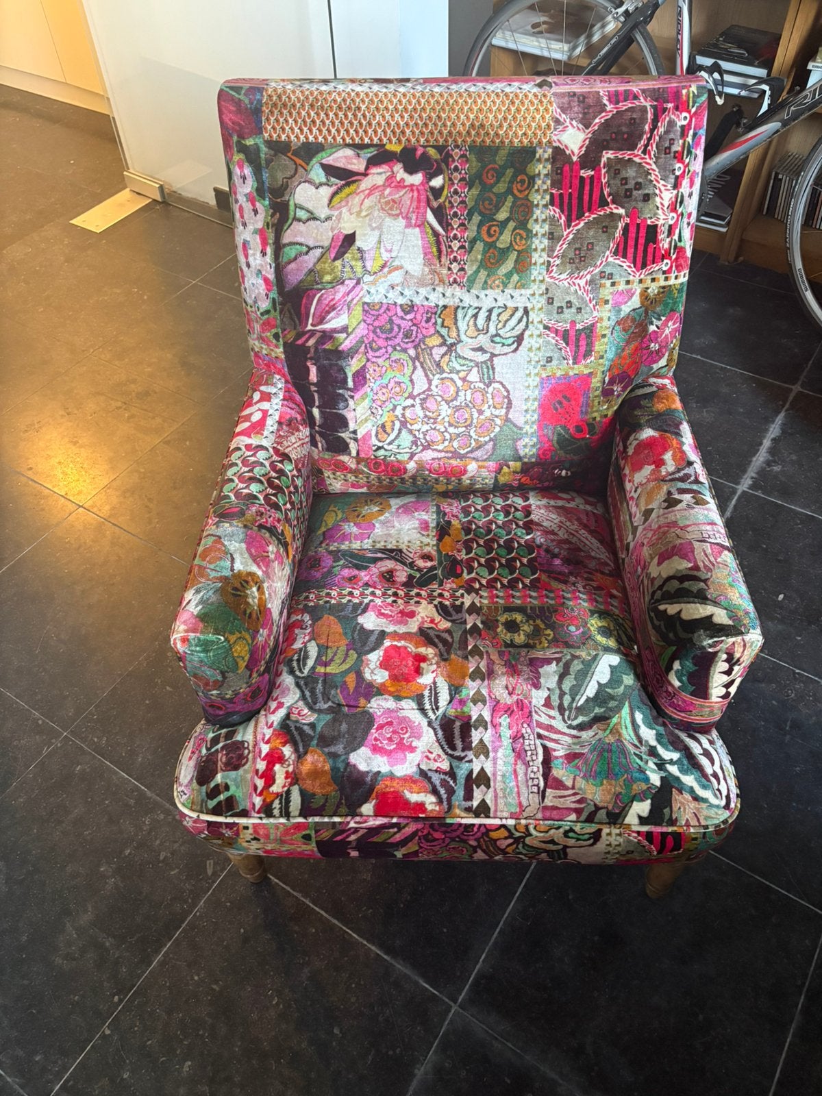 Kleurrijke Vintage Stijl Armstoel / Fauteuil (Patchwork), Ophalen, Gebruikt