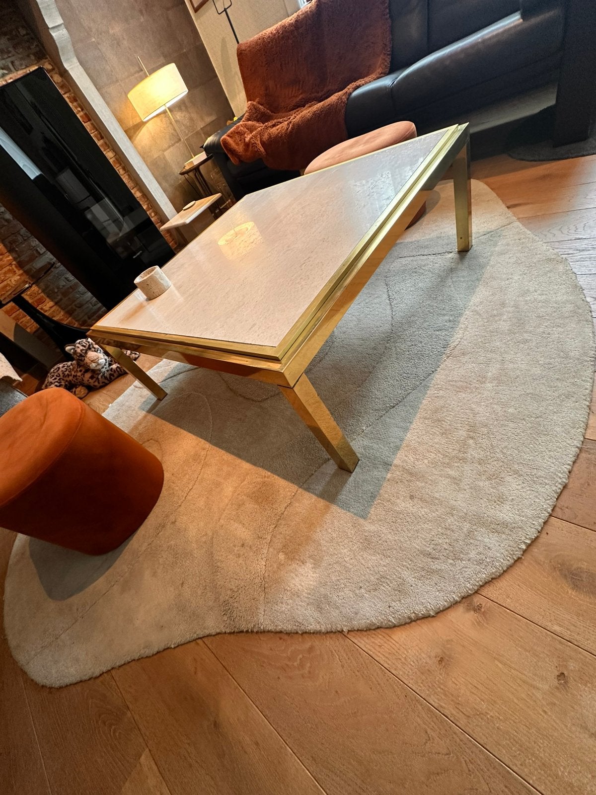 Belle table basse vintage en travertin, Dewulf Belgium, Maison & Meubles, Tables | Tables de salon, Utilisé, Enlèvement