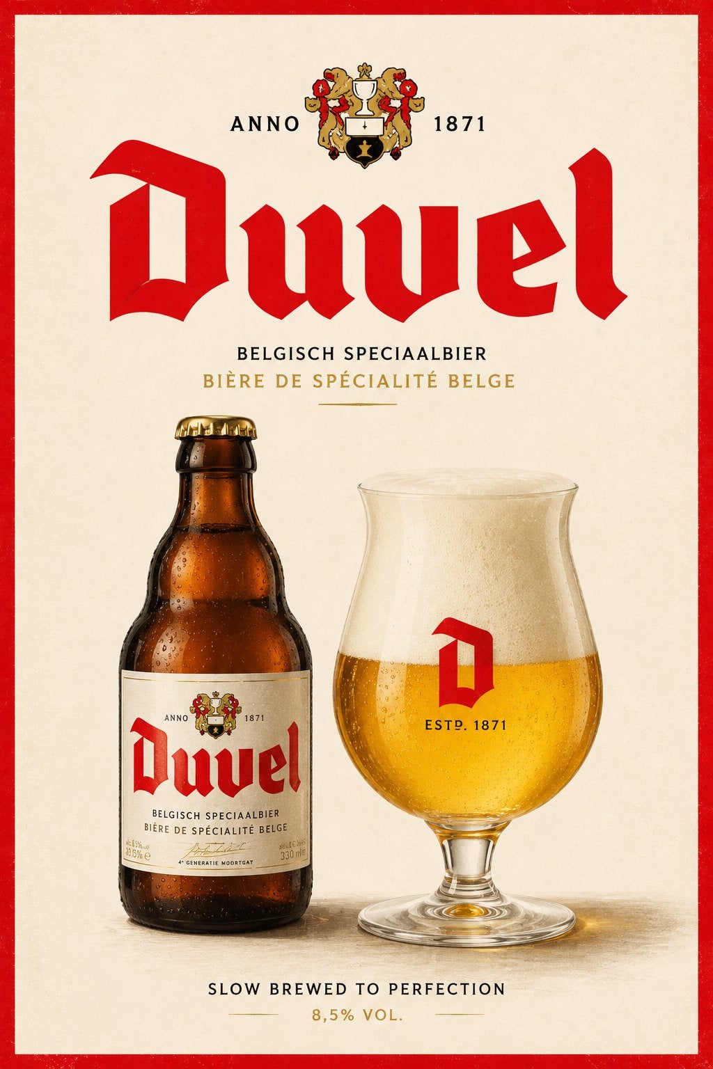 Metalen reclamebord Duvel 4 - retro vintage mancave, Ophalen of Verzenden, Nieuw, Reclamebord, Plaat of Schild, Duvel