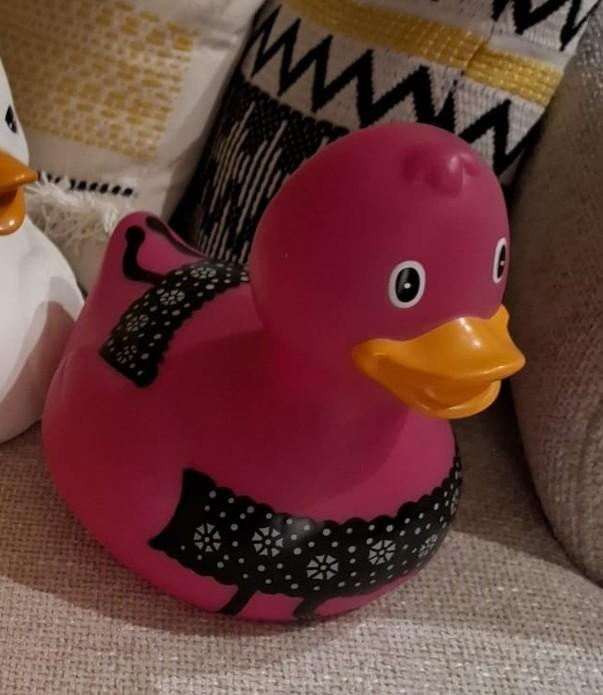 Superleuke grote decoratieve badeend met pittig design glas, Kinderen en Baby's, Ophalen of Verzenden, Zo goed als nieuw