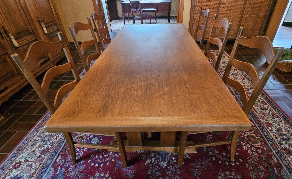 Table à manger en chêne avec 6 chaises, Maison & Meubles, Cinq personnes ou plus, Landelijk, Enlèvement, Utilisé