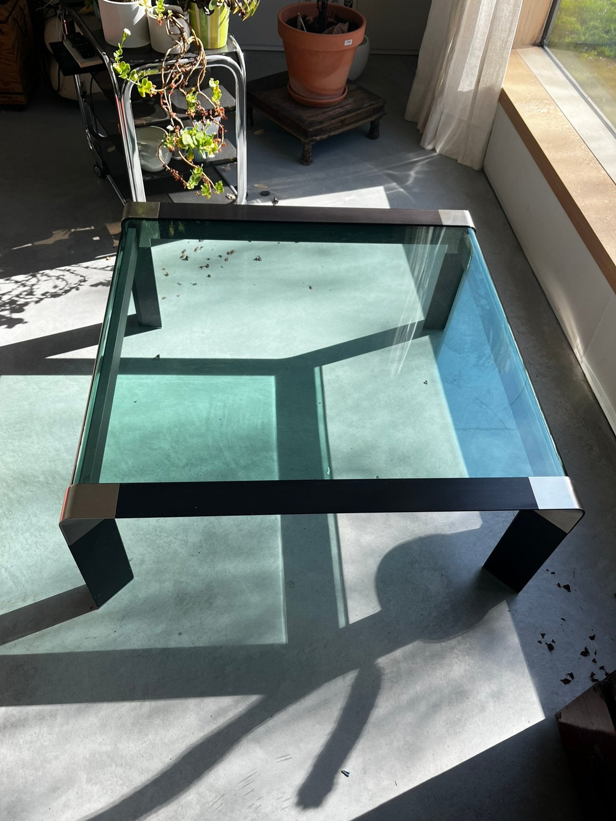 Jaren 70 salontafel, Ophalen, Vierkant, Zo goed als nieuw, Glas