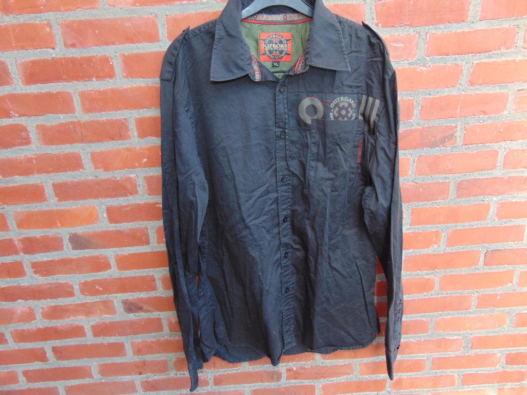 Hemd Outboard in prima staat, Enlèvement ou Envoi, Porté, Noir, Tour de cou 43/44 (XL)