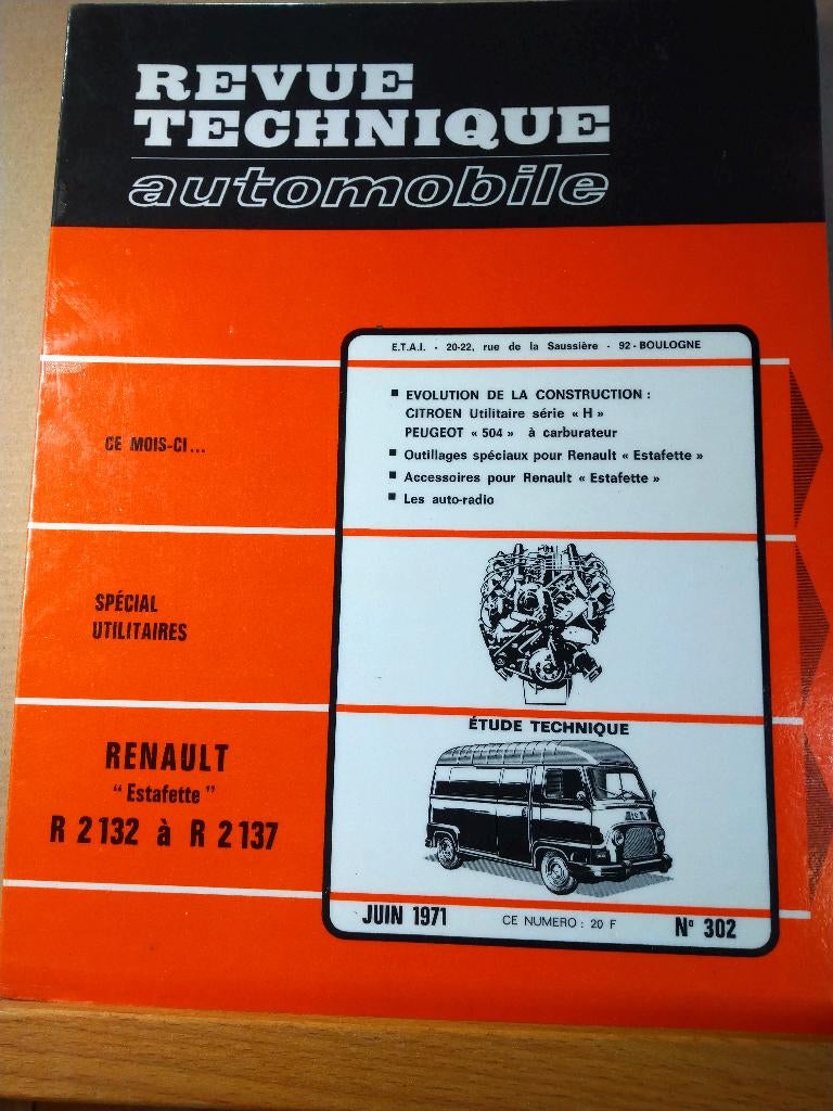 RTA 302 - Renault Estafette - juin 1971, Autos : Divers, Modes d'emploi & Notices d'utilisation, Enlèvement ou Envoi