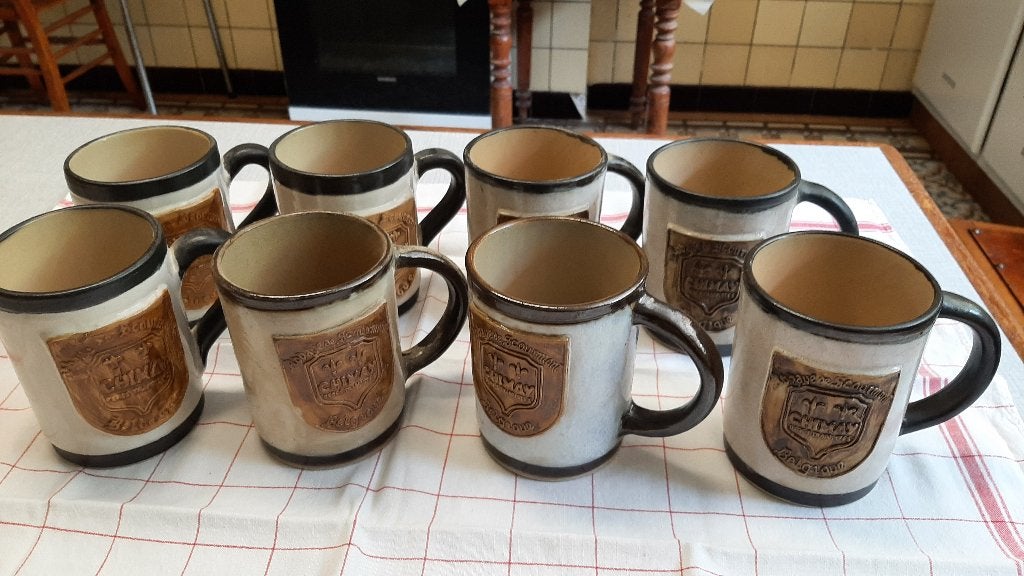 Lot de 8 chopes grès Chimay / Abbaye de Scourmont, Enlèvement, Comme neuf, Chope(s)