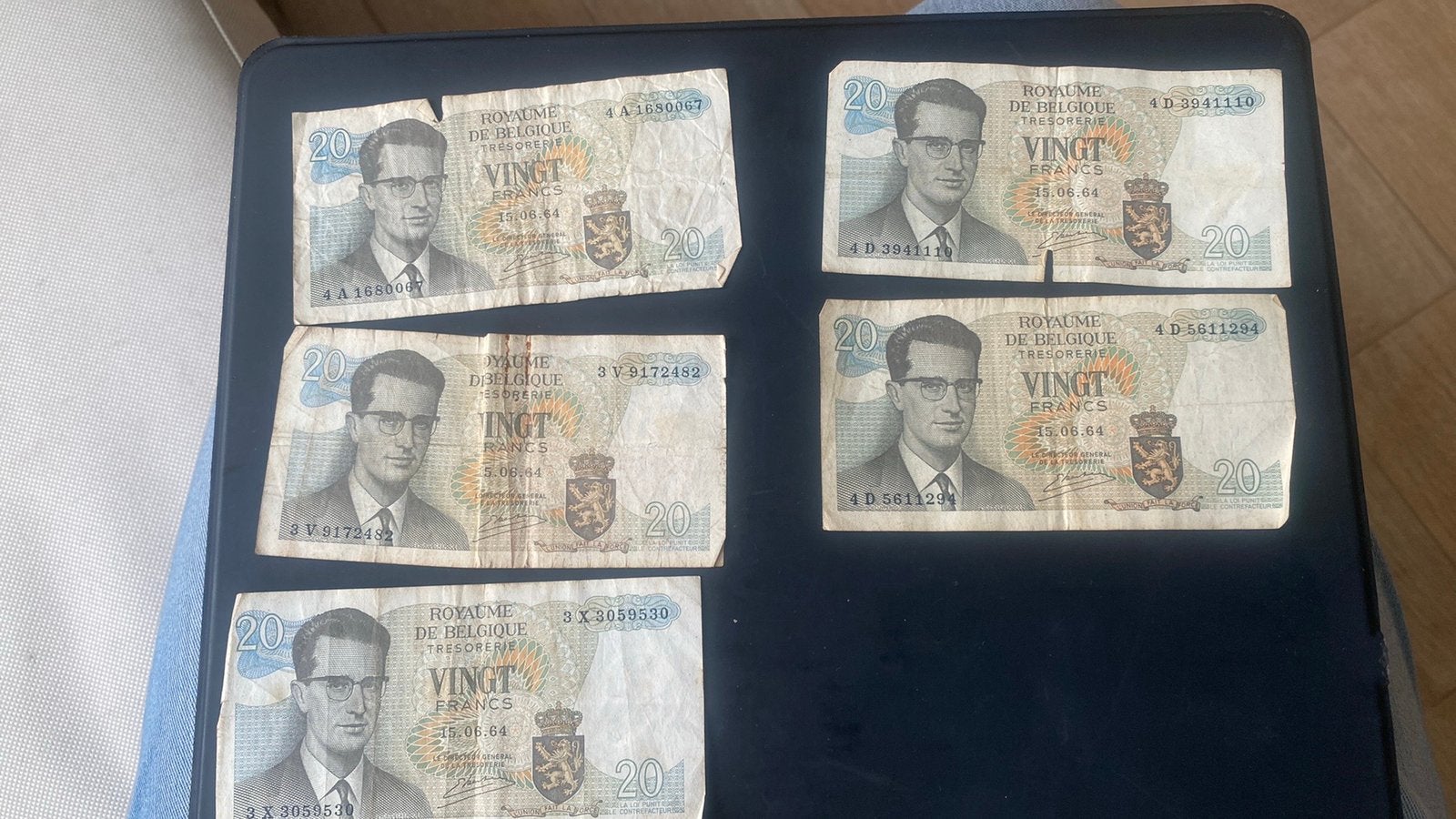 Lot de 5 billets de 20 Francs Belges 1964 – Roi Baudouin, Postzegels en Munten, Ophalen, Bankbiljetten