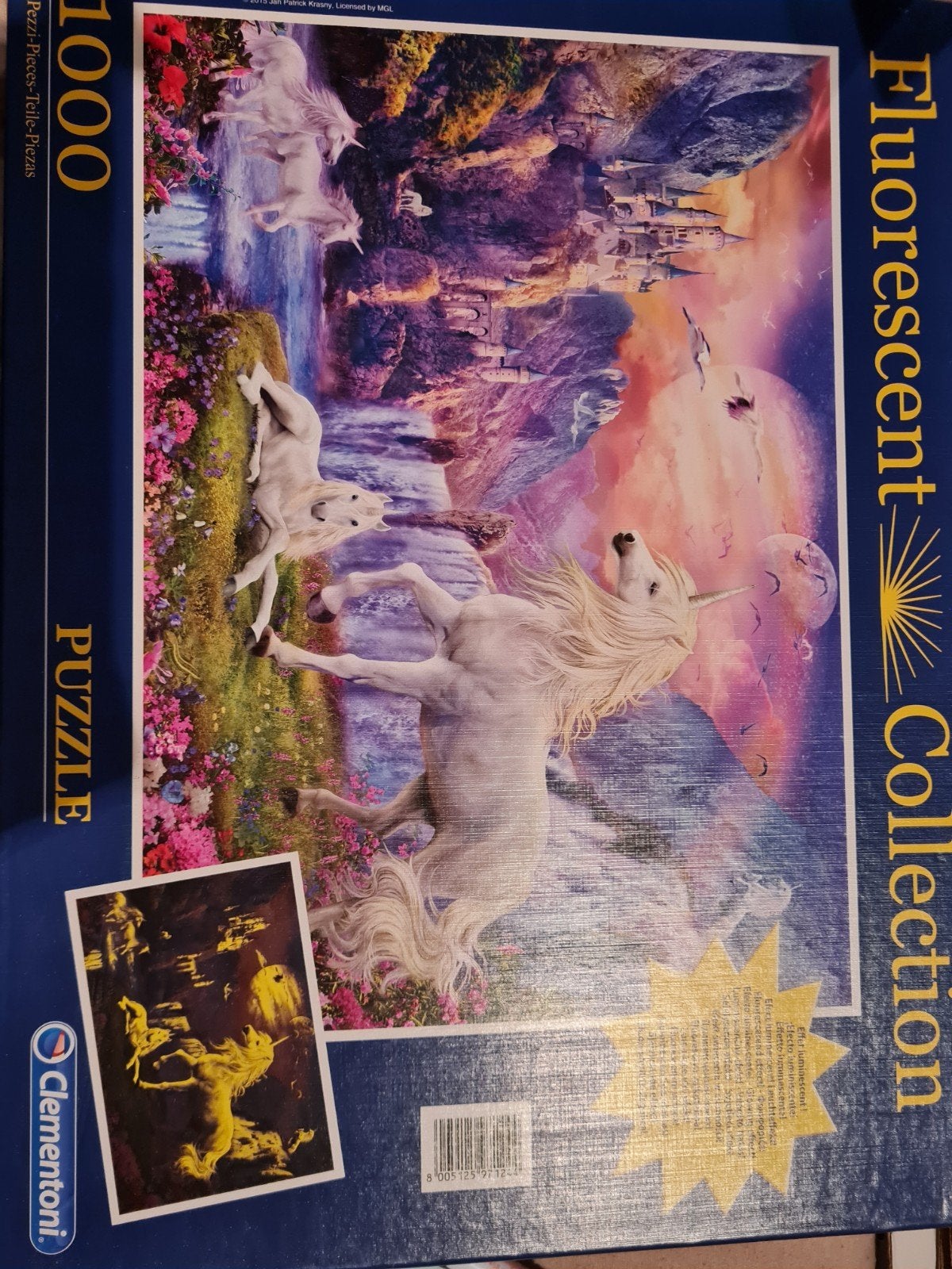 Puzzel eenhoorns glow in the dark 1000 stukjes, Ophalen of Verzenden