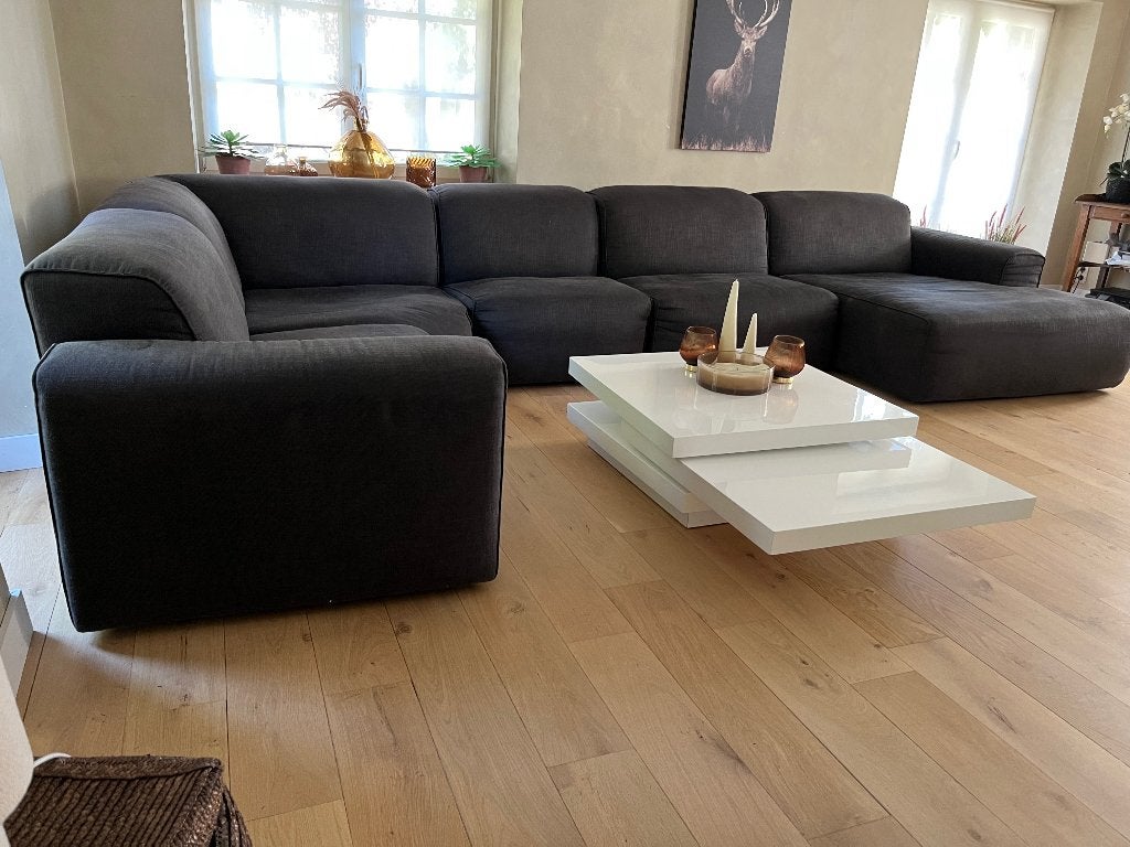 Salon panoramique tissu brun, 150 cm ou plus, Quatre personnes ou plus, Tissu brun, Enlèvement