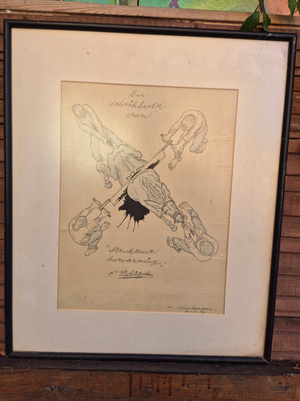 tekening Vlaamse beweging België gesplitst 't Pallieterke, Ophalen of Verzenden