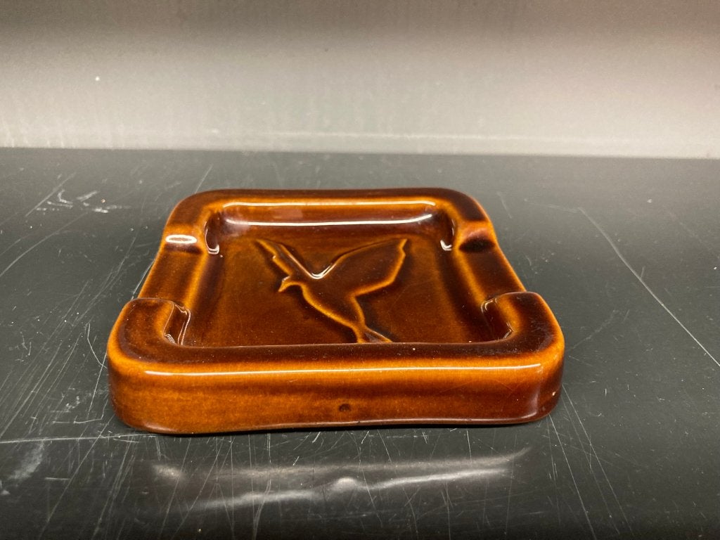 Vintage jaren 70 keramische karamelbruine asbak, Ophalen of Verzenden