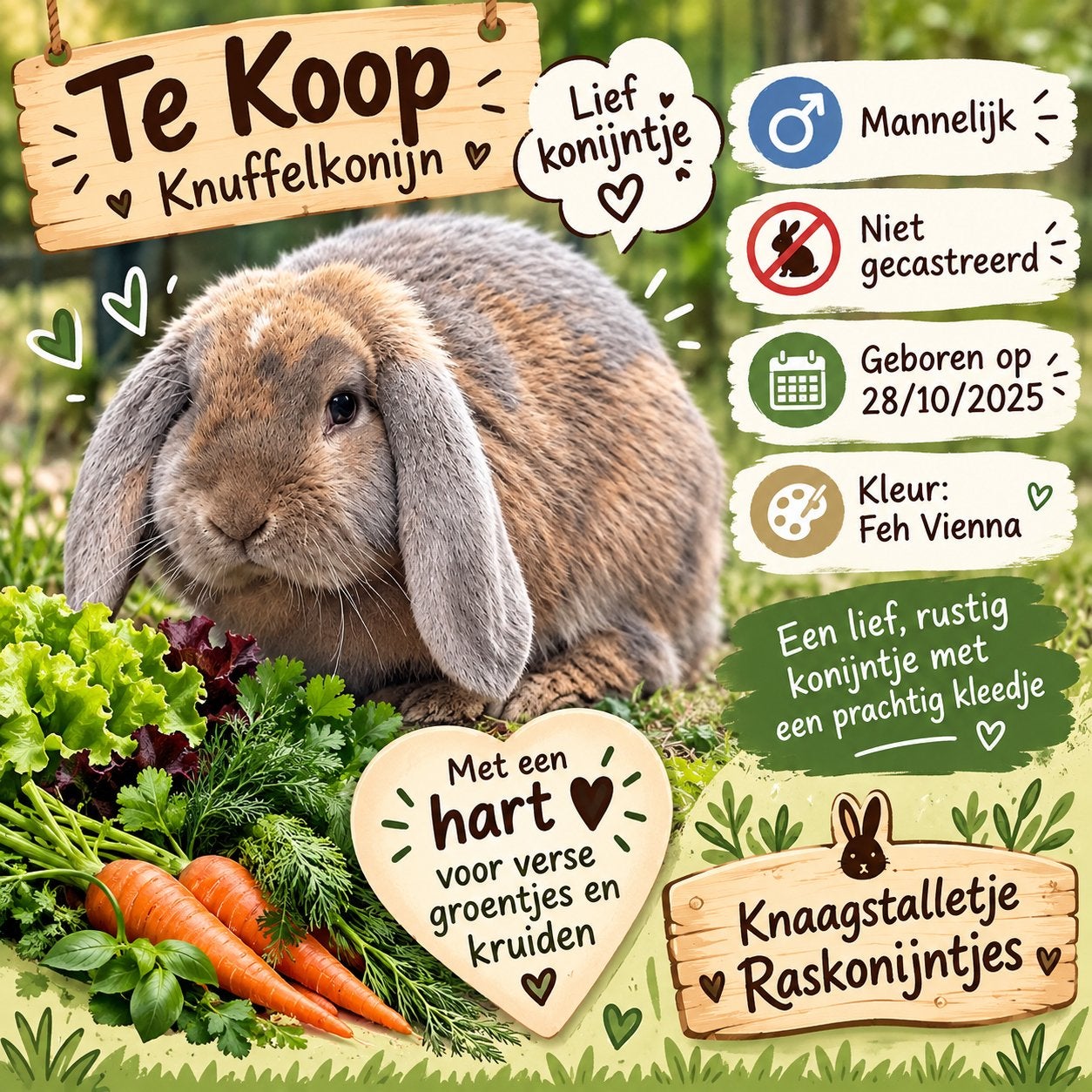 Franse hangoor ram, Dieren en Toebehoren, Mannelijk, Hangoor, 0 tot 2 jaar