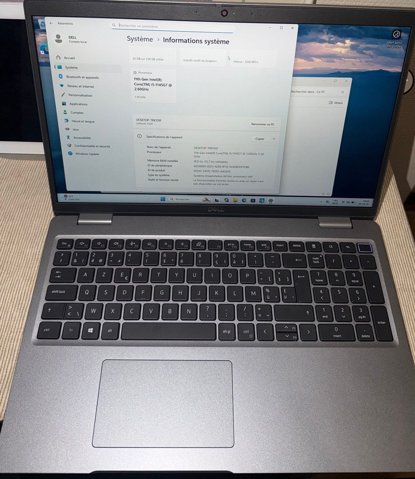 DELL Latitude 5520 11ème génération Windows 11, Enlèvement ou Envoi, Comme neuf, 16 GB