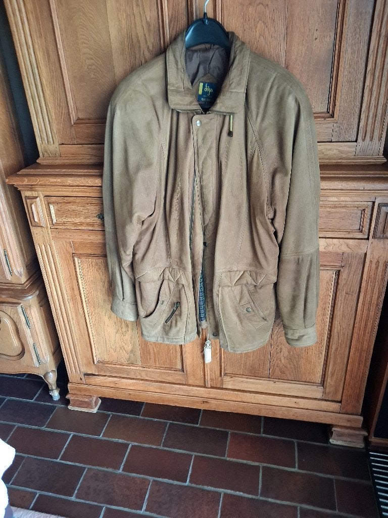 Herenjas bruin leder, Kleding | Heren, Ophalen, Gedragen, Maat 52/54 (L), Bruin