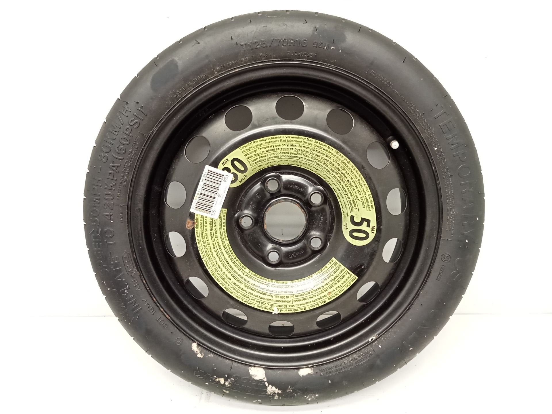 VW Golf 7 8 Thuiskomer Reservewiel Band Hankook 5x112 krikse, Auto-onderdelen, Gebruikt, Volkswagen, Volkswagen AG, Vw@volkswagen.de