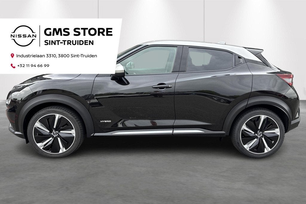 Nissan Juke 1.6 Hybrid 145 N-Design Navigatie, airco, achter, Auto's, Stof, Gebruikt, 4 cilinders, 1600 cc