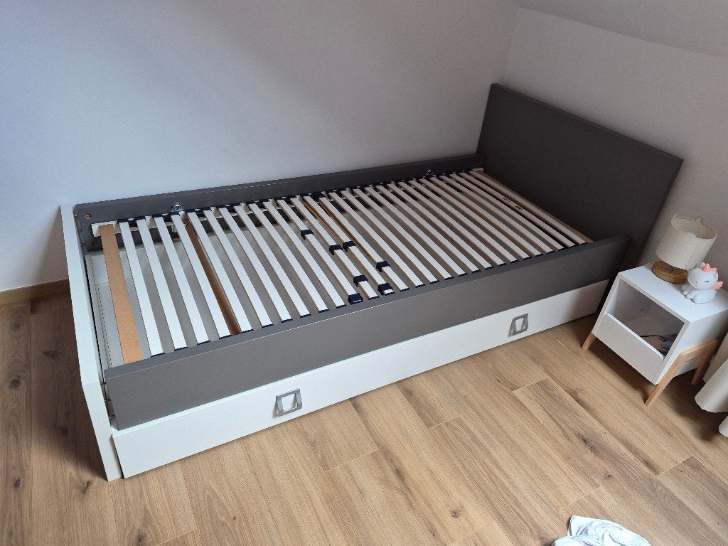 Chambre enfant/ado – lit 1 personne + bureau, Maison & Meubles, Enlèvement, Comme neuf, Une personne, Blanc
