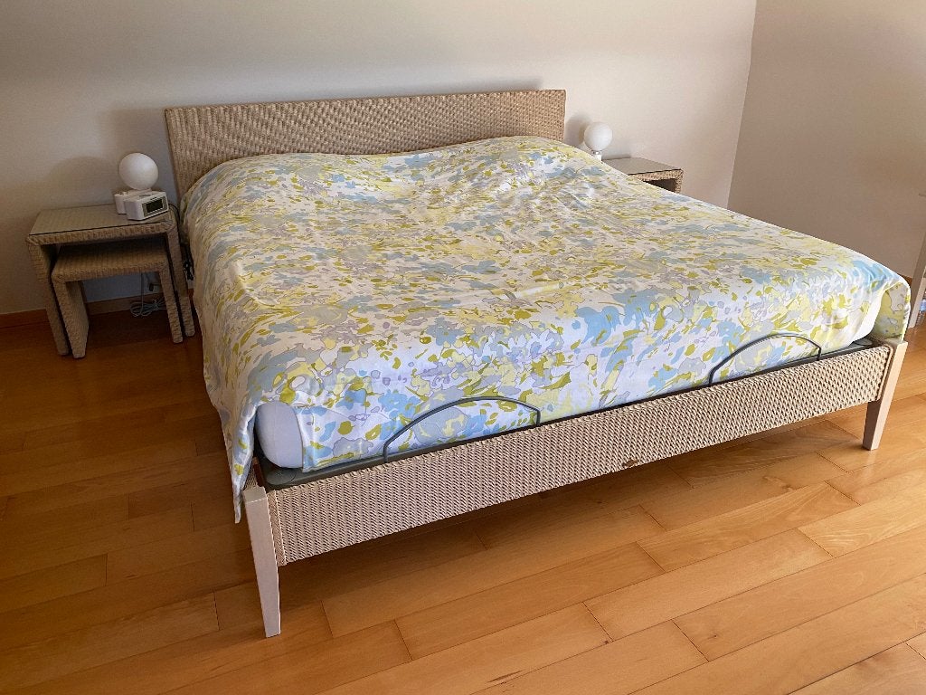 Rotan Vincent Sheppard bed, Huis en Inrichting, Slaapkamer | Bedden, Ophalen, Overige materialen, Gebruikt, Beige