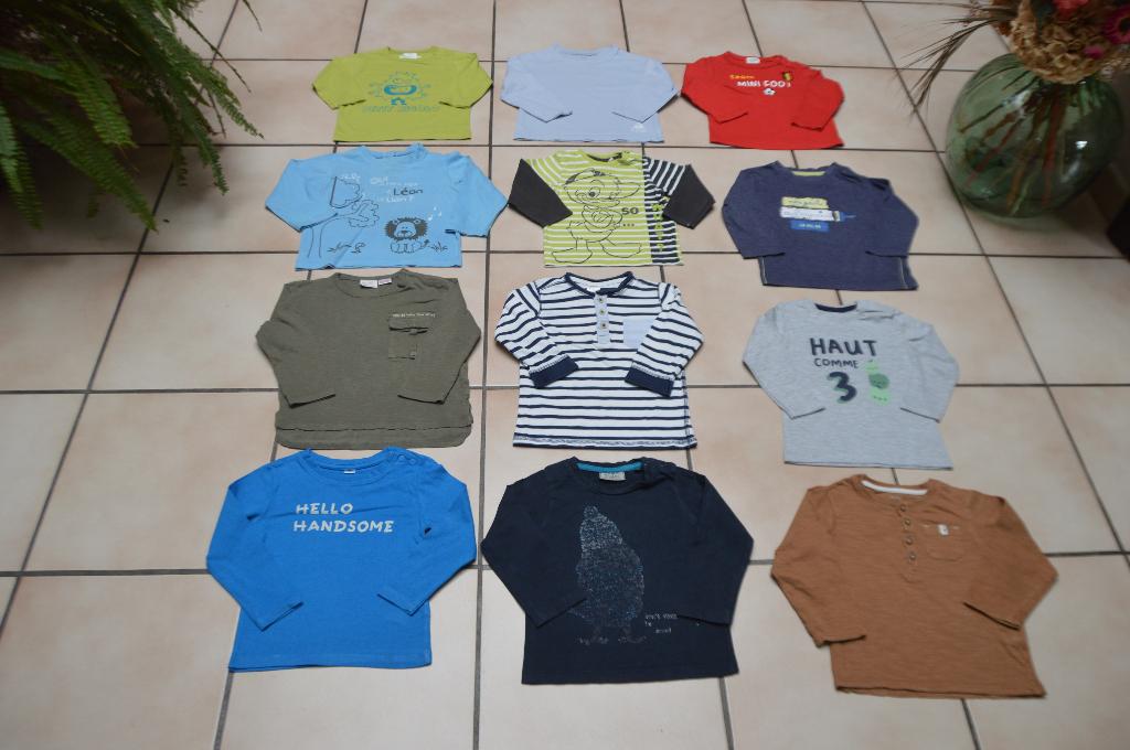 Lot de T-shirts Bébé garçon Manches longues T86 ou 12/18 M, Enfants & Bébés, Garçon, Enlèvement ou Envoi, Utilisé, Chemisette ou Manches longues