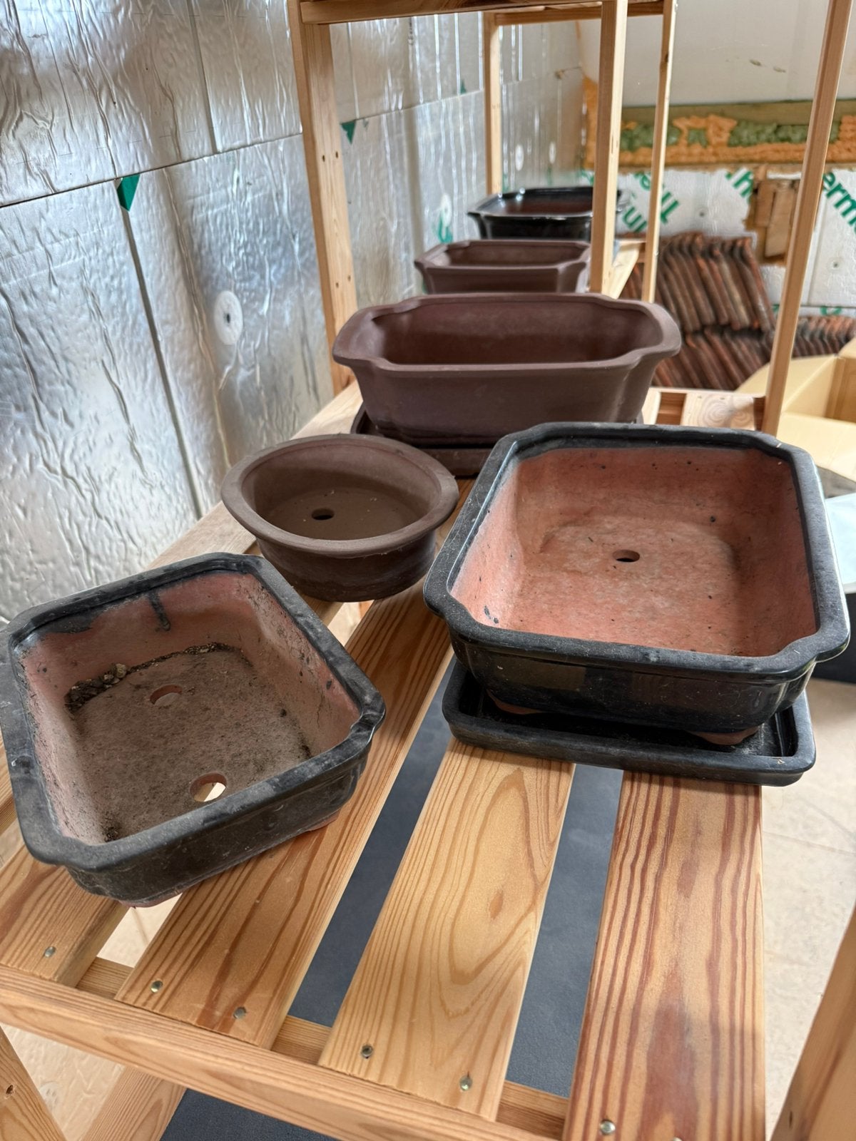 Bonsai potjes met onderschaal, Ophalen, Steen, Gebruikt, Minder dan 30 cm