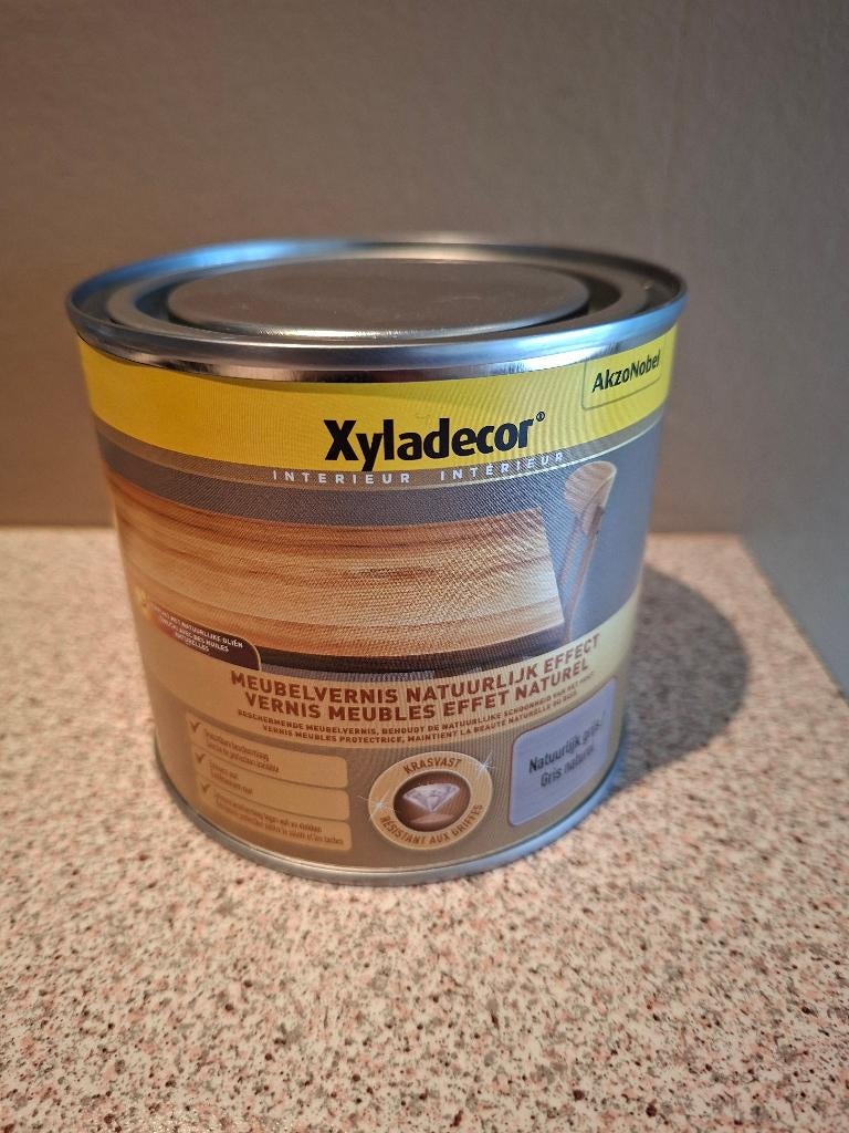 Nieuw Xyladecor meubelvernis natuurlijk effect 0.5L, Doe-het-zelf en Bouw, Minder dan 5 liter, Ophalen of Verzenden, Nieuw, Grijs