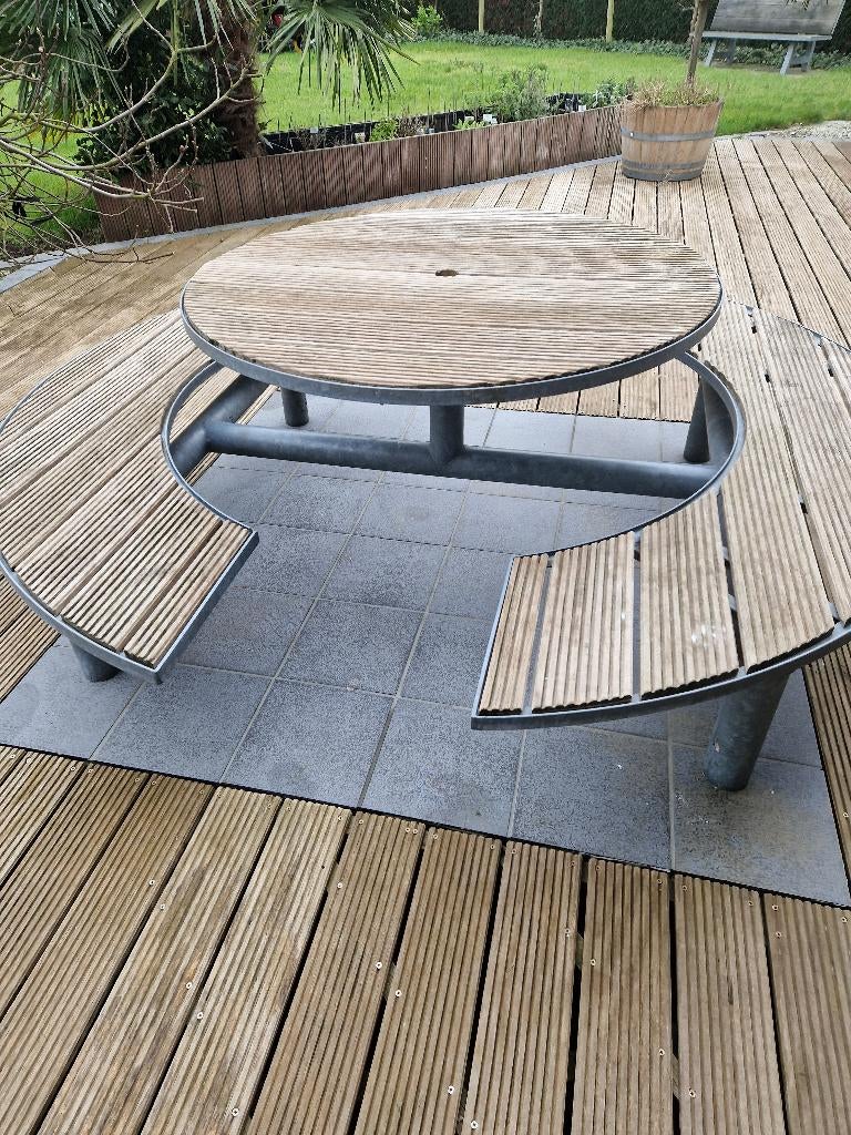 tuinbank rond, Jardin & Terrasse, Tables de pique-nique, Enlèvement, Comme neuf, Rond, Acier