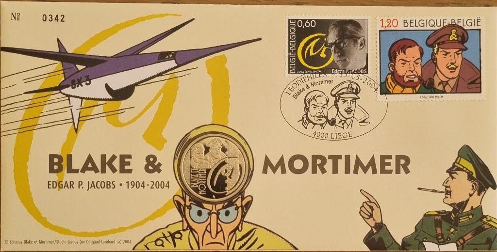 Blake Mortimer Belgium, numéro limité, lettre 3282 + 3283, Timbres & Monnaies, Oblitéré, Affranchi, Avec enveloppe, Oblitération 1er jour