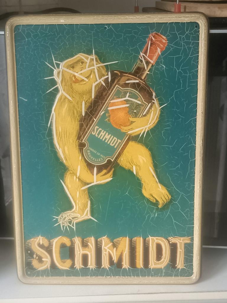 zeer zeldzaam blikken reclame reclamebord Schmidt 1932, Verzamelen, Ophalen of Verzenden, Reclamebord