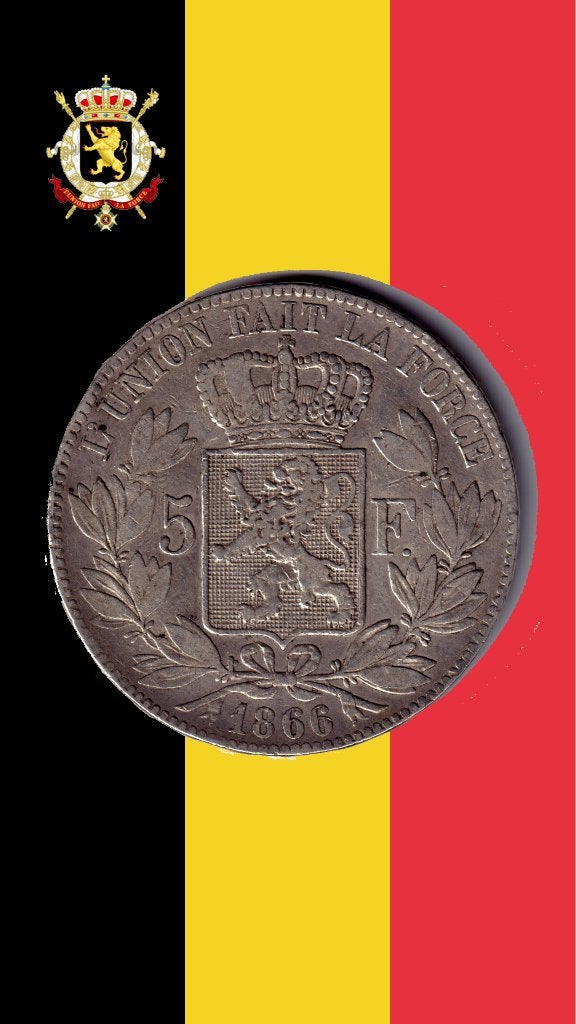 RARE : 5 francs 1866 (point) - Léopold II, Timbres & Monnaies, Monnaies | Belgique, Monnaie en vrac, Argent, Argent, Envoi