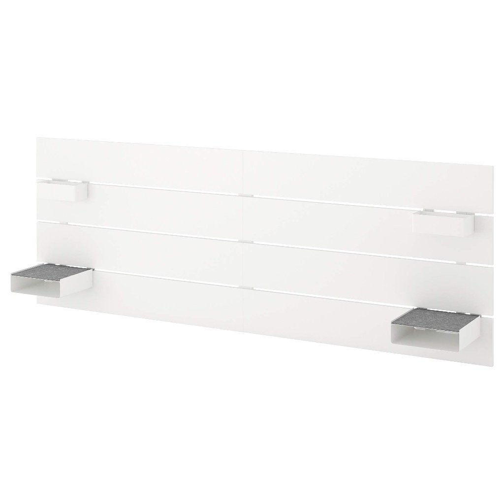 hoofdbord NORDLI (voor bedden tot 180cm breed), Ophalen, Verstelbaar, Wit, Tweepersoons