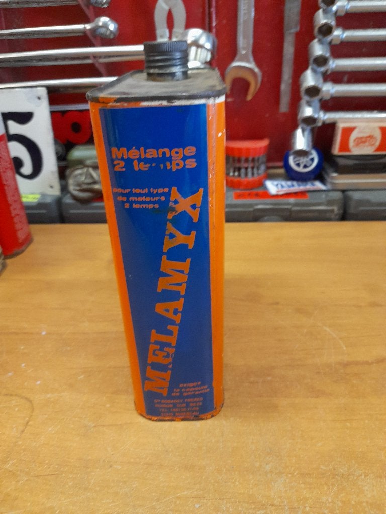 Oud leeg olieblikje Melamyx 2-takt blend, Verzenden, Gebruikt, Overige typen