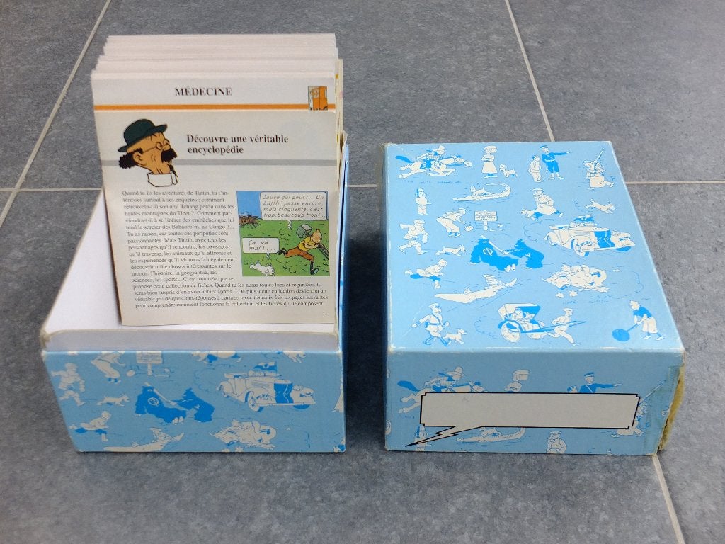 Coffret de 250 fiches Tintin, éditions Atlas, Collections, Enlèvement ou Envoi, Tintin, Utilisé, Livre ou Jeu