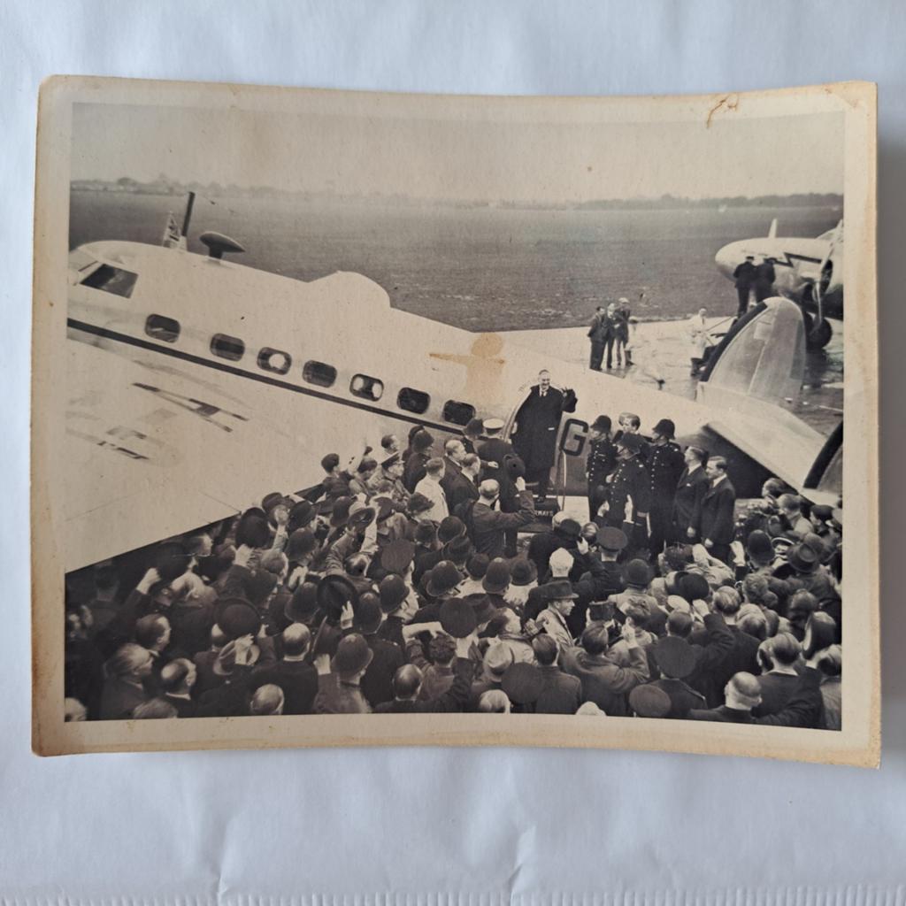 Historische persfoto Neville Chamberlain – München conferent, Ophalen of Verzenden