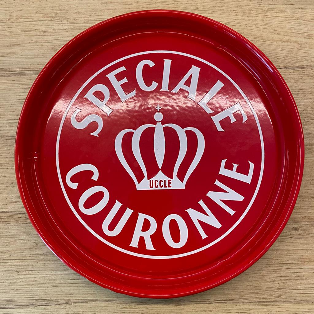 Speciale Couronne Ukkel, Gueuze, geëmailleerd dienblad, Verzamelen, Biermerken, Ophalen of Verzenden, Zo goed als nieuw