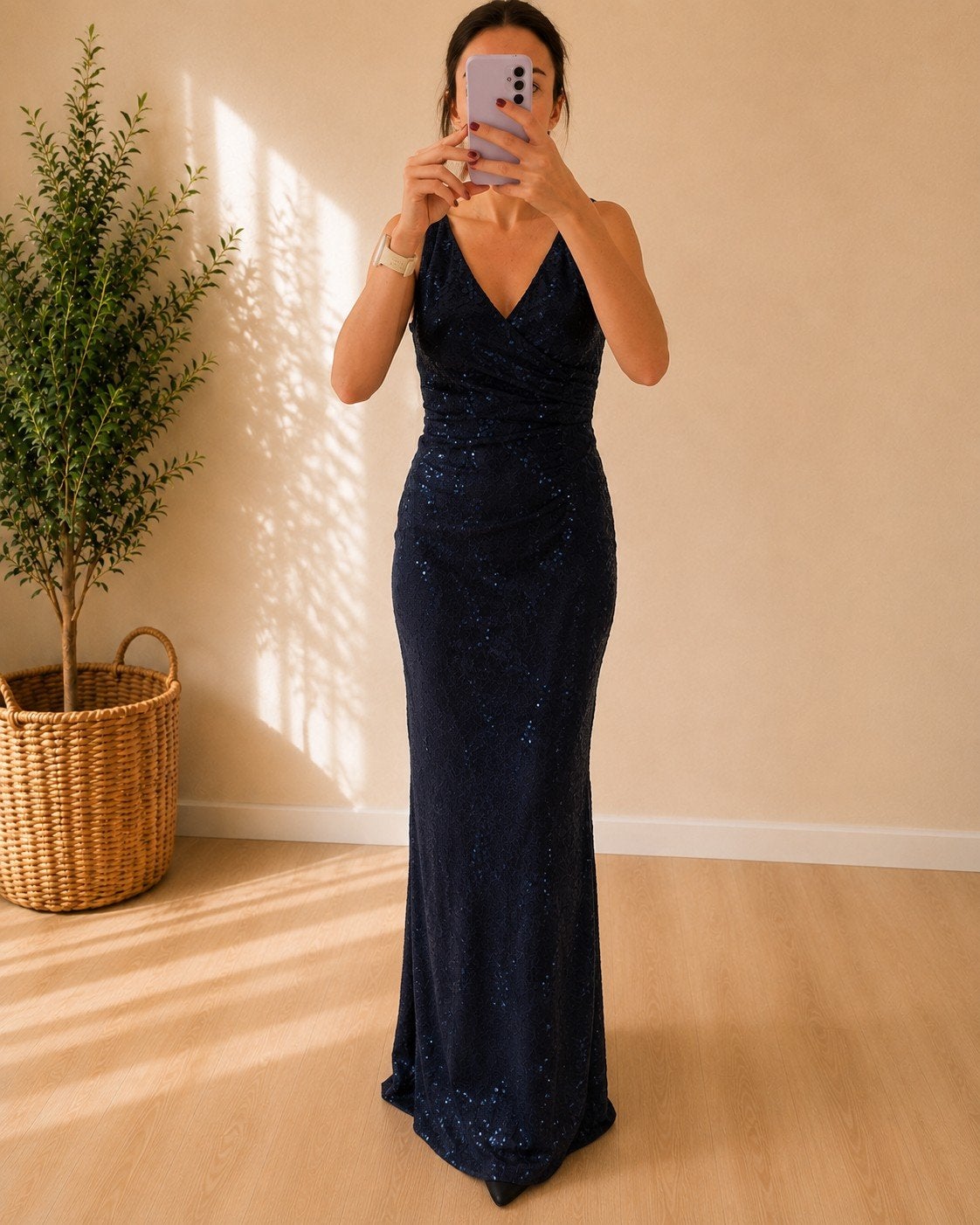 Lange blauwe avondjurk, Kleding | Dames, Gelegenheidskleding, Maat 38/40 (M), Galajurk, Ophalen of Verzenden, Zo goed als nieuw