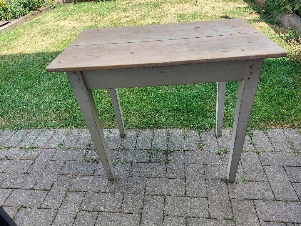 Vintage houten tafeltje massief houten blad – 83x50x75 cm, Enlèvement