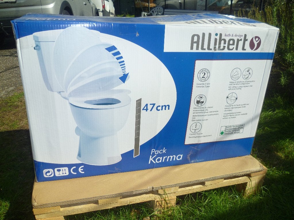 Allibert Staand Toilet Pack Karma Wit Verticale Afvoer H 47, Bricolage & Construction, Enlèvement, Neuf, Chrome, Toilettes